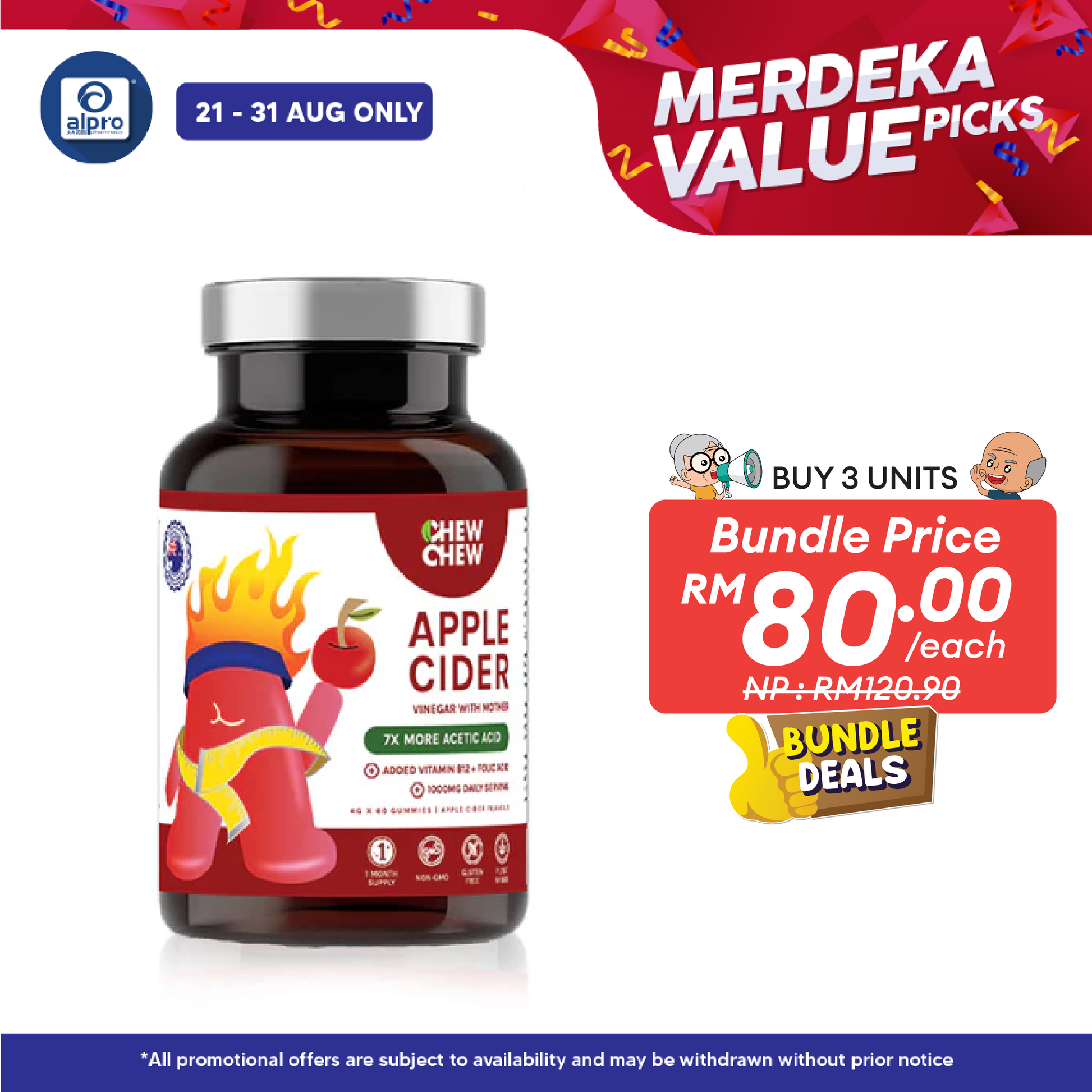 Chew Chew Apple Cider Vinegar Adult Gummies 60s |  Effective Fat Burner Chew Chew