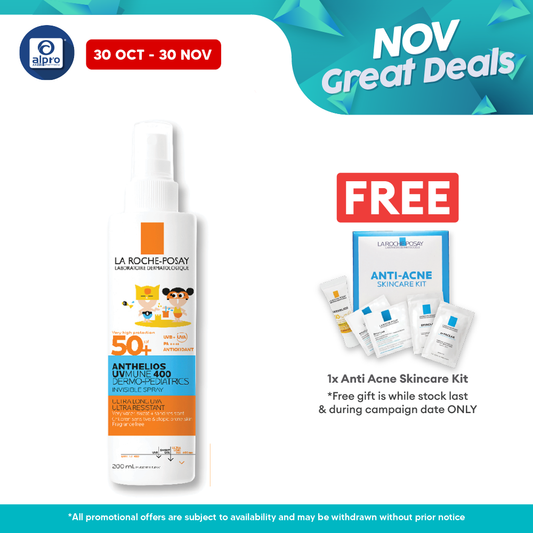La Roche Posay Anthelios Uvmune 400 Dermo-pediatrics Invisible Spray Spf 50+ 200ml | For Children Sensitive Skin Alpro Pharmacy