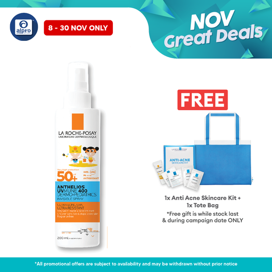La Roche Posay Anthelios Uvmune 400 Dermo-pediatrics Invisible Spray Spf 50+ 200ml | For Children Sensitive Skin Alpro Pharmacy
