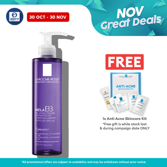 La Roche-Posay Mela B3 Micro-Peeling Gel Cleanser 200ml | Purifies and Renews Skin Alpro Pharmacy