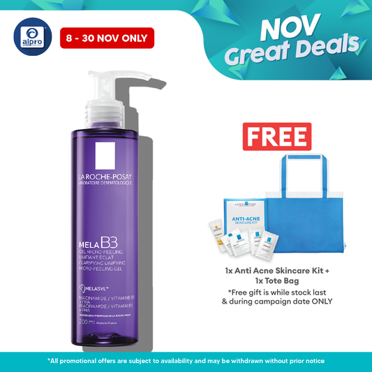 La Roche-Posay Mela B3 Micro-Peeling Gel Cleanser 200ml | Purifies and Renews Skin Alpro Pharmacy