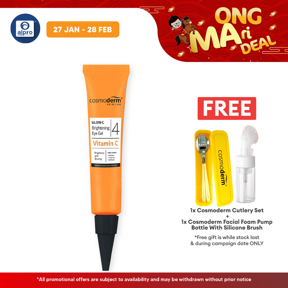 Cosmoderm Glow-C Brightening Eye Gel 20ml | Vitamin C / Brightens and Bouncy Alpro Pharmacy