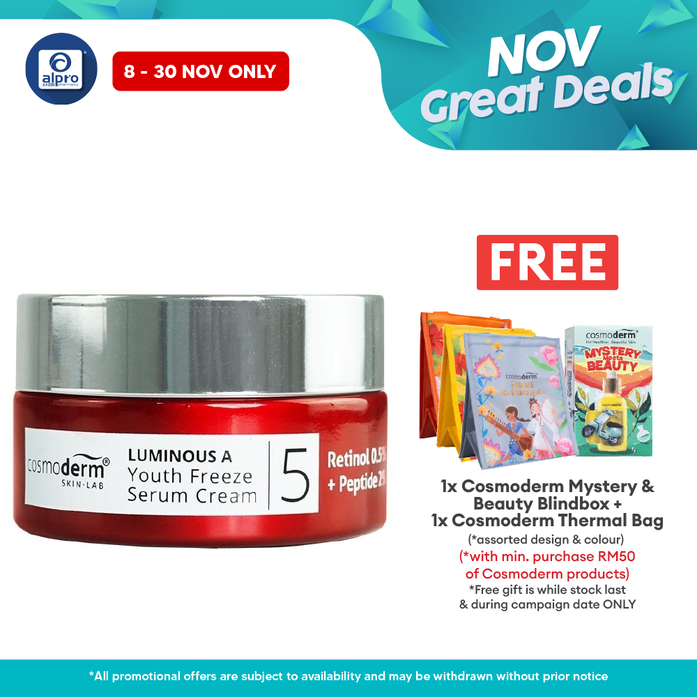 Cosmoderm Luminous A Youth Freeze Serum Cream 30ml Alpro Pharmacy