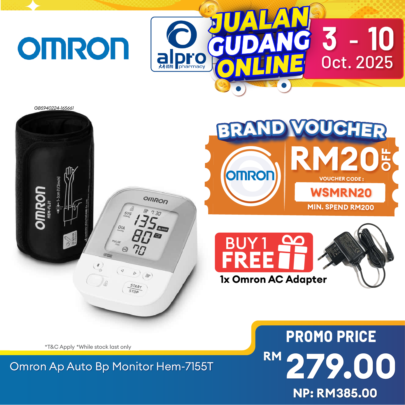 Omron AP Auto Blood Pressure Monitor HEM-7155T | 5 Years Warranty Omron