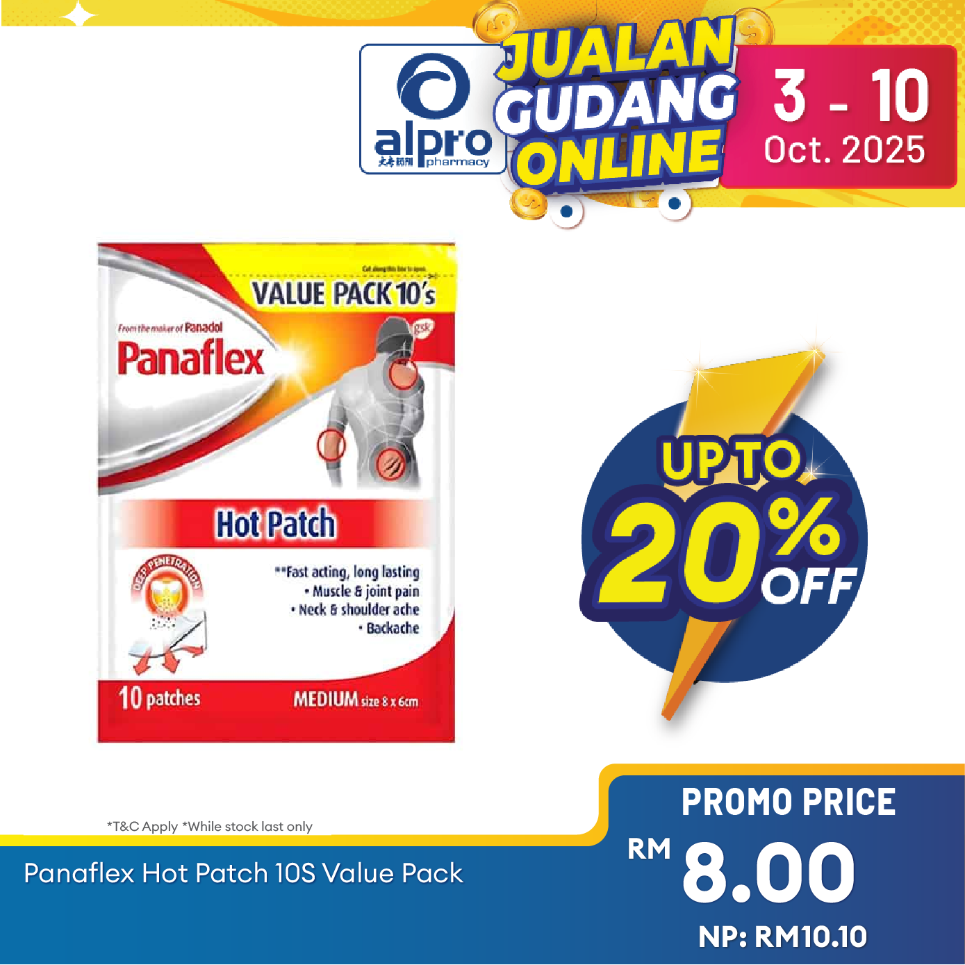 Panaflex Hot Patch 10s Value Pack | Provides Temporary Muscular Relief Alpro Pharmacy