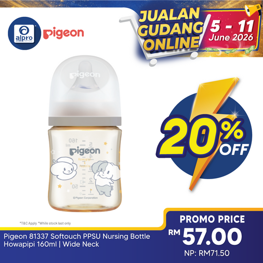 Pigeon 81337 Softouch Ppsu Nursing Bottle Howapipi 160ml | Wide Neck Pigeon