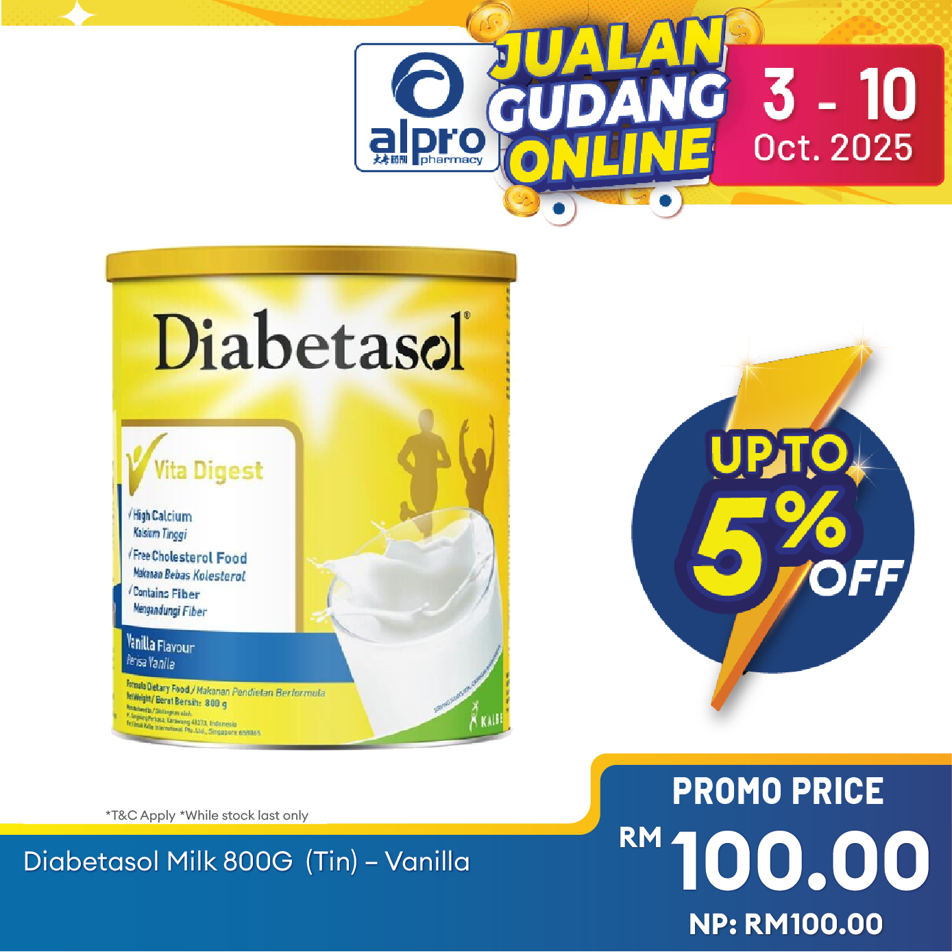 Diabetasol Milk | Vanilla 800g Diabetasol