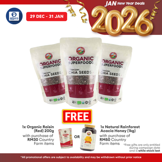 CFO Organic Chia Seed Mexico - 300g X 3 Promo Country Farm Organics