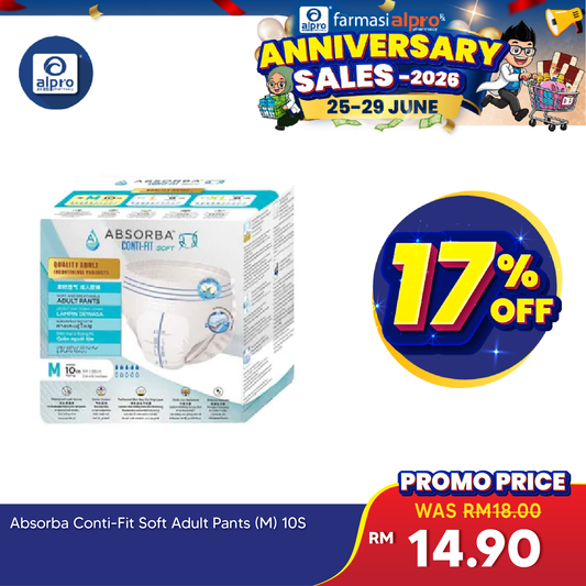 Absorba Conti-Fit Soft Adult Pants 10s (M) | Soft and Breathable Alpro Pharmacy
