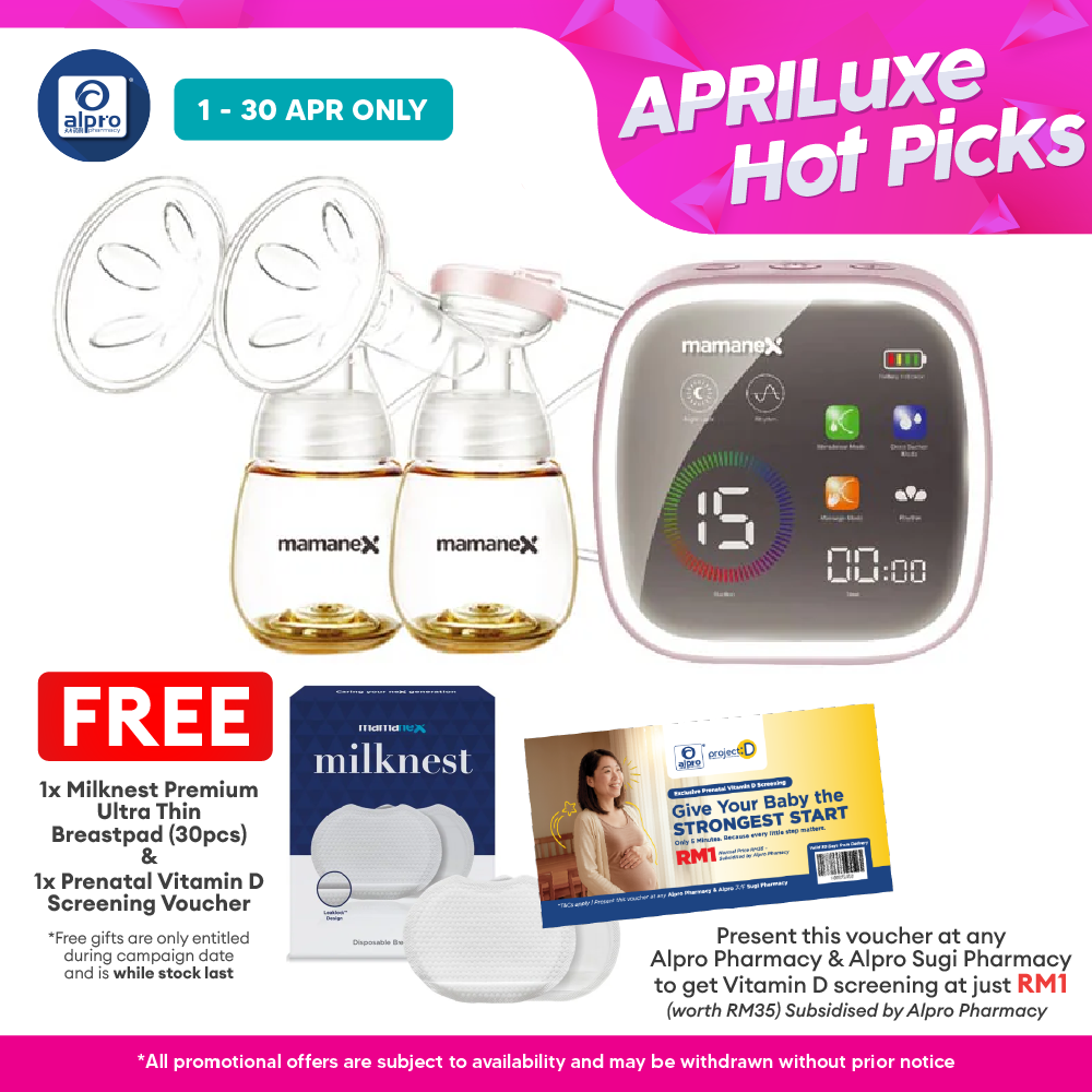 Mamanex Nitez Pro II Double Electric Breast Pump (Beige Pink/ Lavender) Mamanex