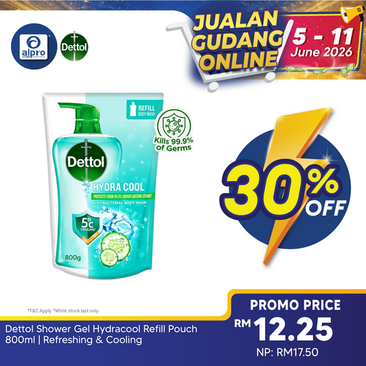 Dettol Shower Gel Hydracool Refill Pouch 800ml |  Refreshing & Cooling Dettol