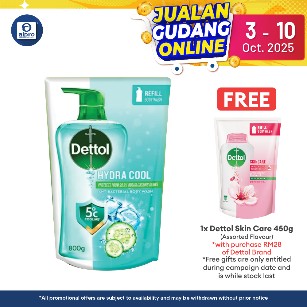 Dettol Shower Gel Hydracool Refill Pouch 800ml |  Refreshing & Cooling Dettol