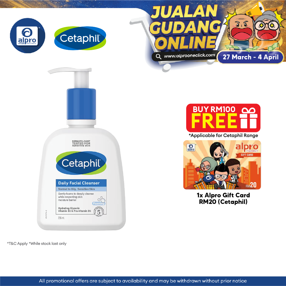 Cetaphil Daily Facial Cleanser 236ml | Effectively Removes Dirt Cetaphil