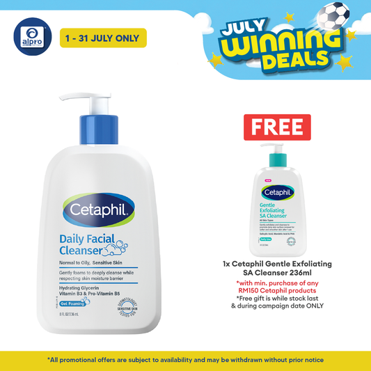 Cetaphil Daily Facial Cleanser 236ml | Effectively Removes Dirt Cetaphil