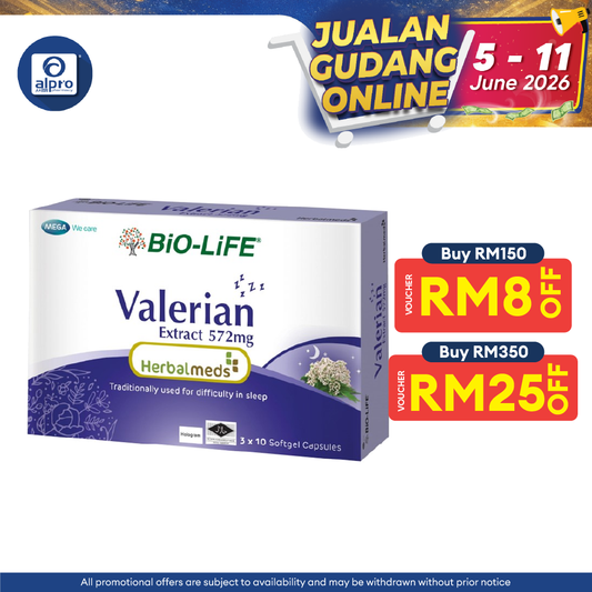 Bio-Life Herbalmeds Valerian Extract 572mg 30s | Promote Good and Restorative Sleep Bio-life