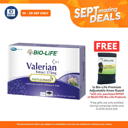 Bio-Life Herbalmeds Valerian Extract 572mg 30s | Promote Good and Restorative Sleep Alpro Pharmacy