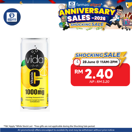 Vida C Lemon 325ml 1s | Vitamin C Sparkling Drinks VIDA