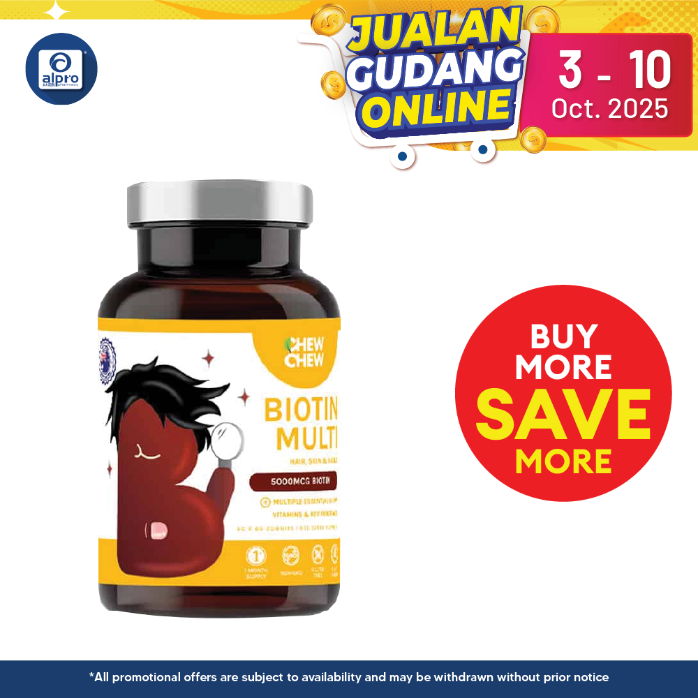Chew Chew Biotin Multi Hair, Nail, Skin Gummies 60s |  Enhance Skin Elasticity Chew Chew