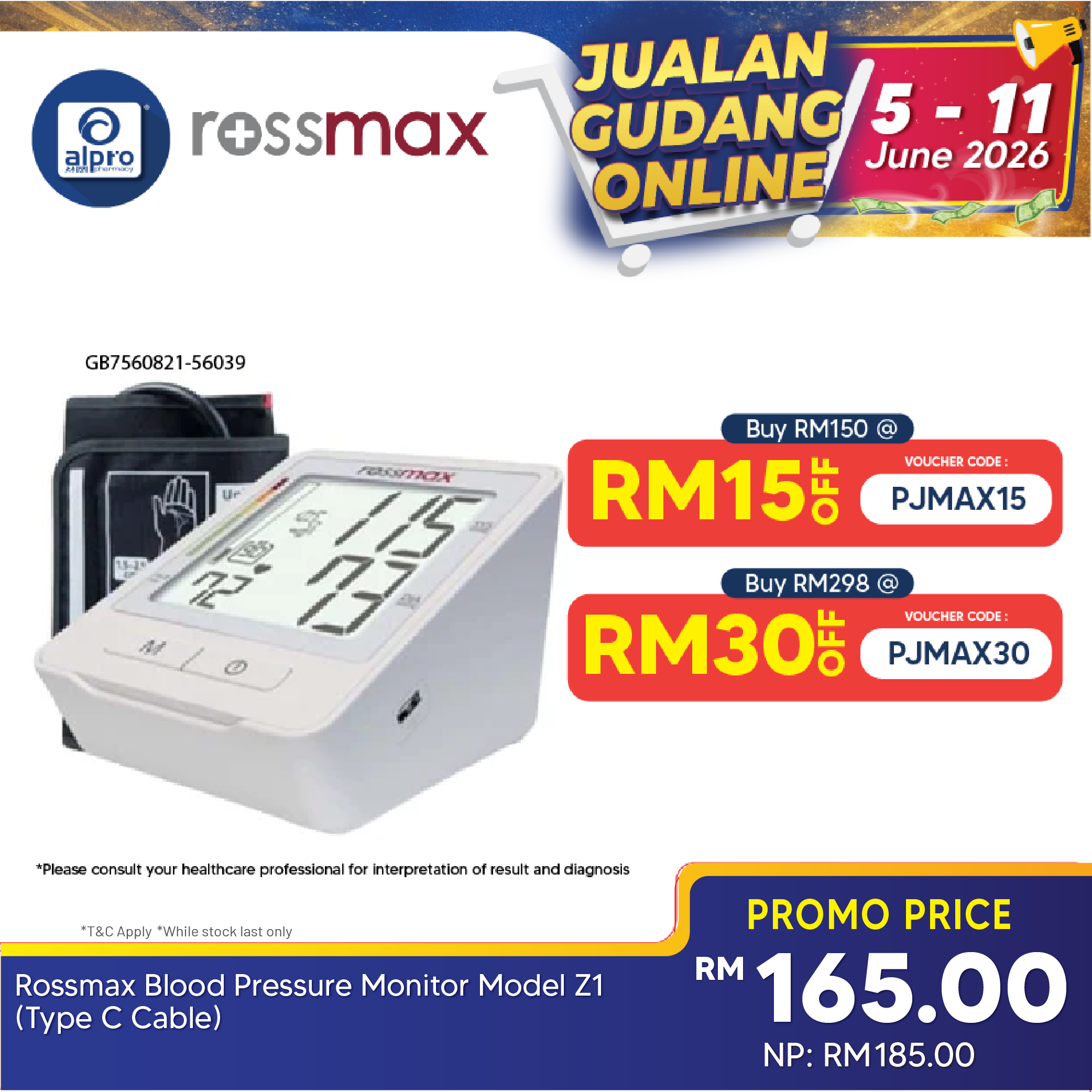 Rossmax Blood Pressure Monitor Model Z1 (Type C Cable) | 5 Years Warranty Rossmax