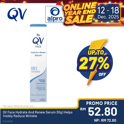 QV Face Hydrate And Renew Serum 30g | Helps Visibly Reduce Wrinkle Surface Ego
