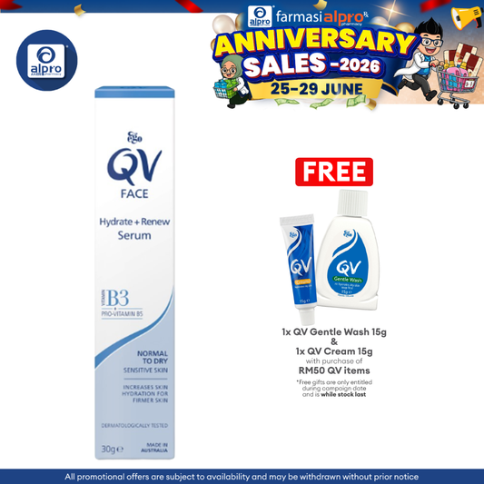 QV Face Hydrate And Renew Serum 30g | Helps Visibly Reduce Wrinkle Surface QV