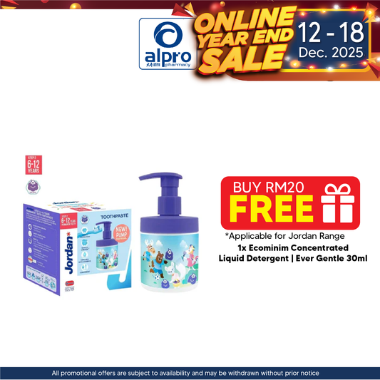 Jordan Toothpaste Pump Step 2 Grape 188g | Effective for Permanent Teeth Alpro Pharmacy