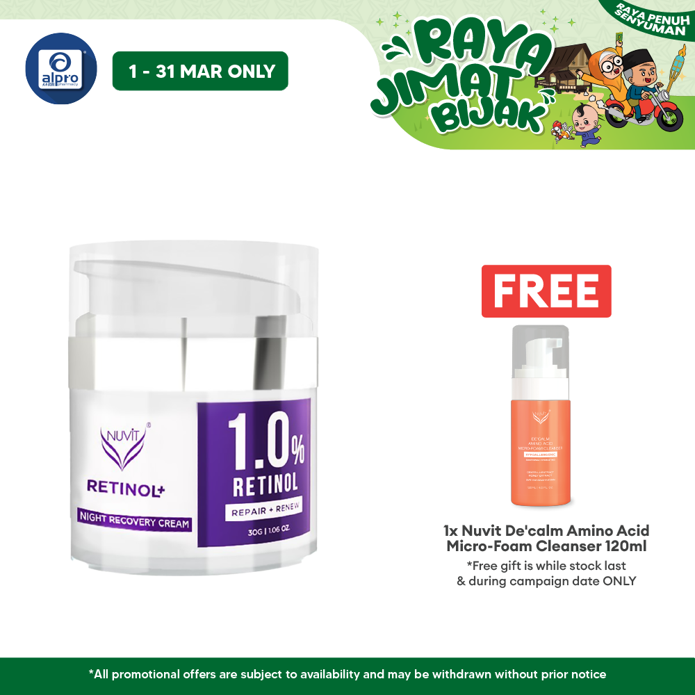 Nuvit Retinol+ Night Recovery Cream | Strengthen and Hydrate Skin Alpro Pharmacy