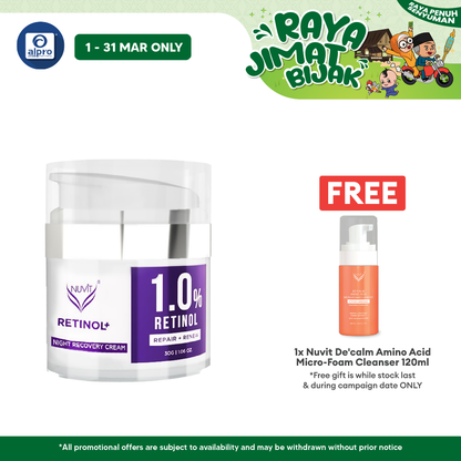 Nuvit Retinol+ Night Recovery Cream | Strengthen and Hydrate Skin Alpro Pharmacy