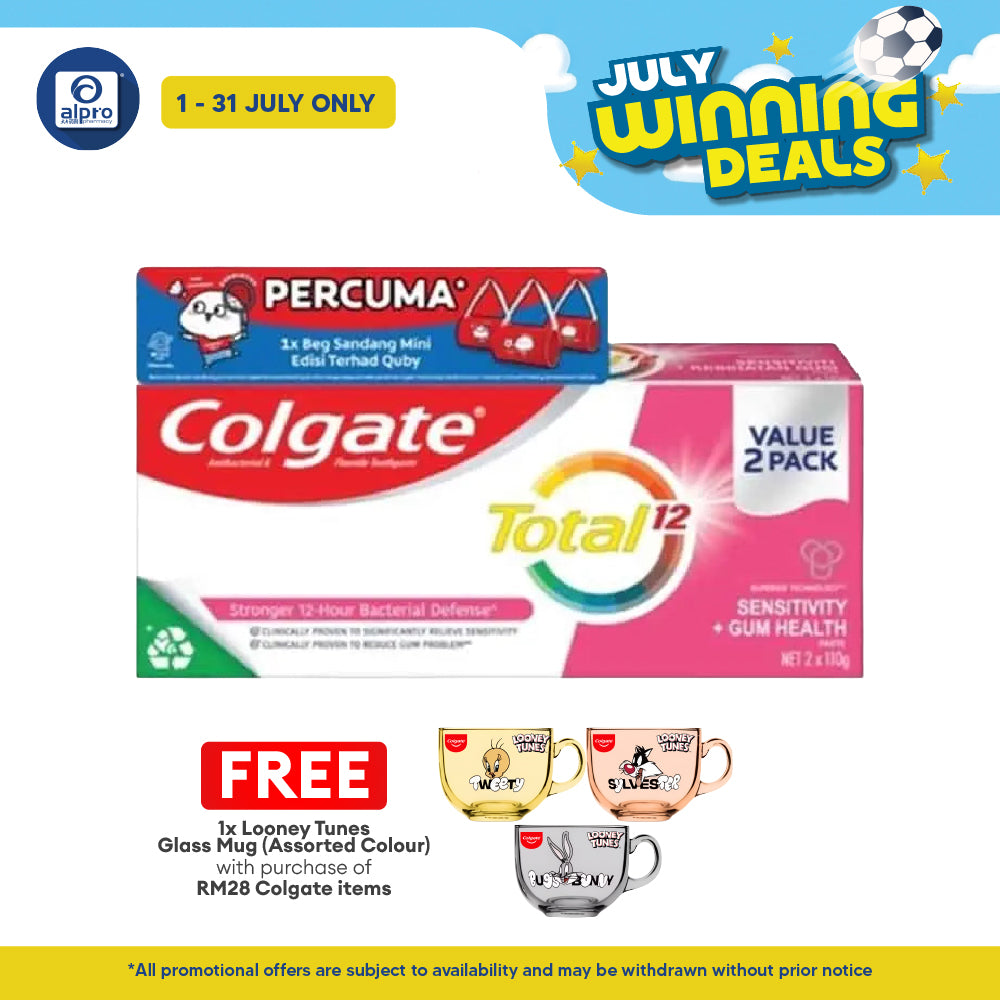Colgate Total Sensitivity + Gum Health 110g 2s Free Quby Sling Bag | Provides Protection Against Bacteria Colgate