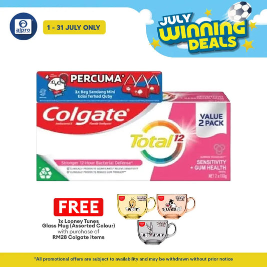 Colgate Total Sensitivity + Gum Health 110g 2s Free Quby Sling Bag | Provides Protection Against Bacteria Colgate