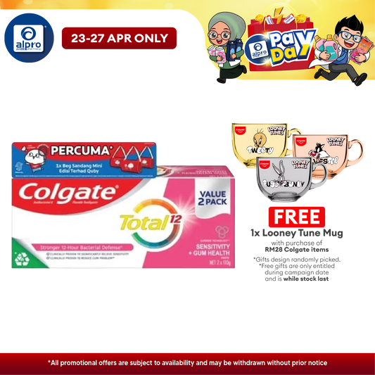 Colgate Total Sensitivity + Gum Health 110g 2s Free Quby Sling Bag | Provides Protection Against Bacteria Colgate