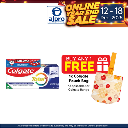 Colgate Total Whitening 150g 2s Free Quby Sling Bag | Provides Protection Against Bacteria Colgate