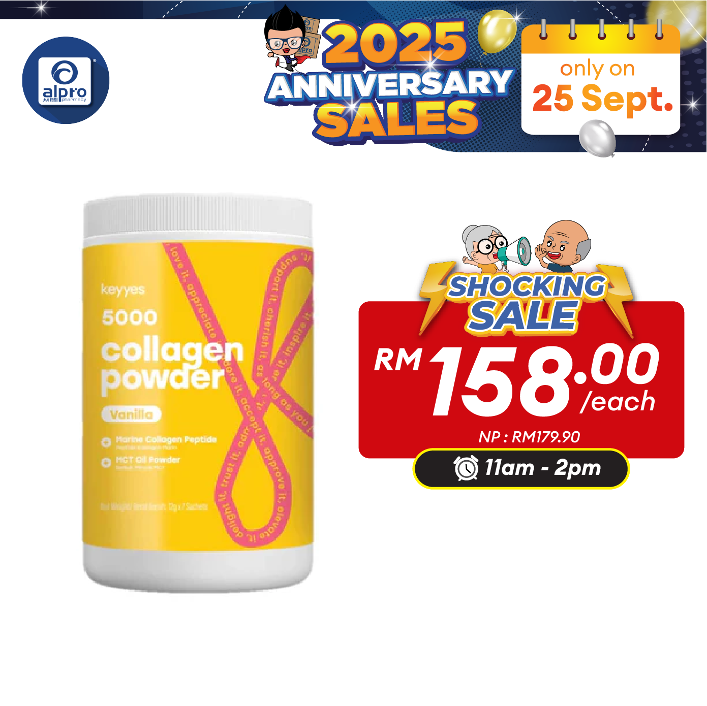 Keyyes 5000mg Collagen Vanilla + MCT Oil (400g) | Optimise Health and Beautify Alpro Pharmacy