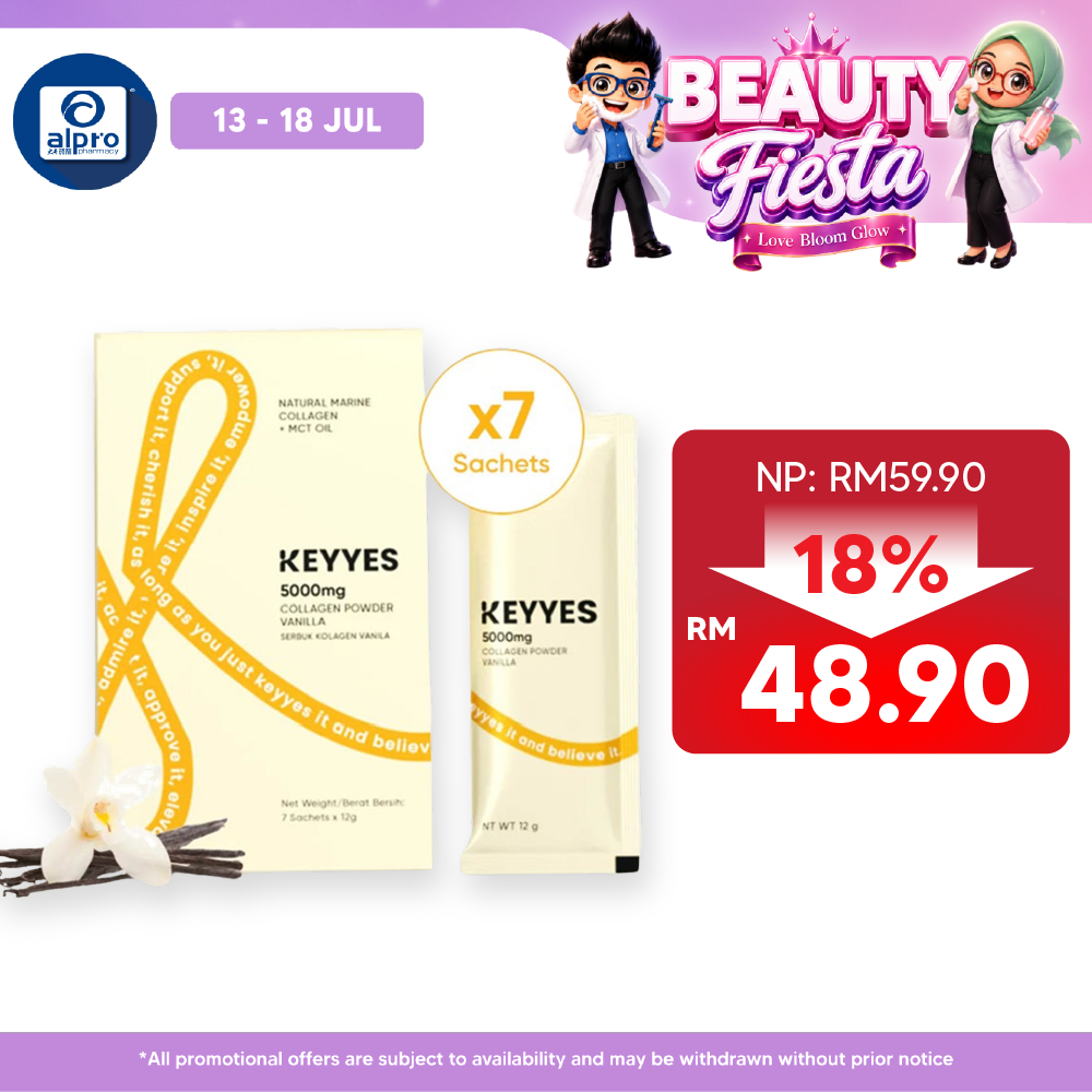 Keyyes 5000mg Collagen Vanilla + MCT Oil (12g ×7s) | Optimise Health and Beautify Keyyes
