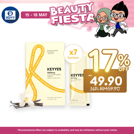 Keyyes 5000mg Collagen Vanilla + MCT Oil (12g ×7s) | Optimise Health and Beautify Keyyes