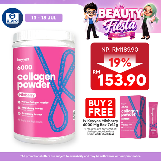 Keyyes 6000mg Collagen Mixberry with L-Cystine (360g) | Strawberry and Acai Berry Keyyes