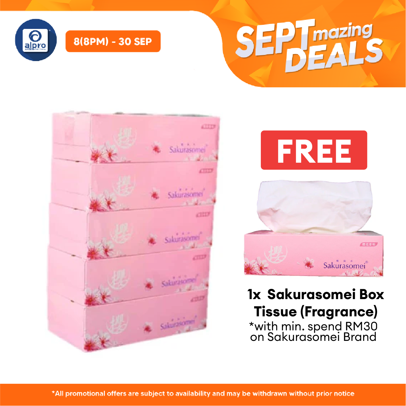 Sakurasomei Box Tissue | Sakura Scented (5 Boxes) Alpro Pharmacy