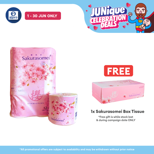 Sakurasomei Toilet Roll Tissue | 4-ply Comfort (12 Rolls) Sakurasomei