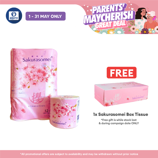 Sakurasomei Toilet Roll Tissue | 4-ply Comfort (12 Rolls) Sakurasomei