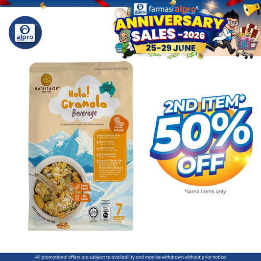 Haritage Hola! Granola Honey 245g (35g ×7s) | Enriched with Essential Vitamin Boost of Nutrition Ha'ritage