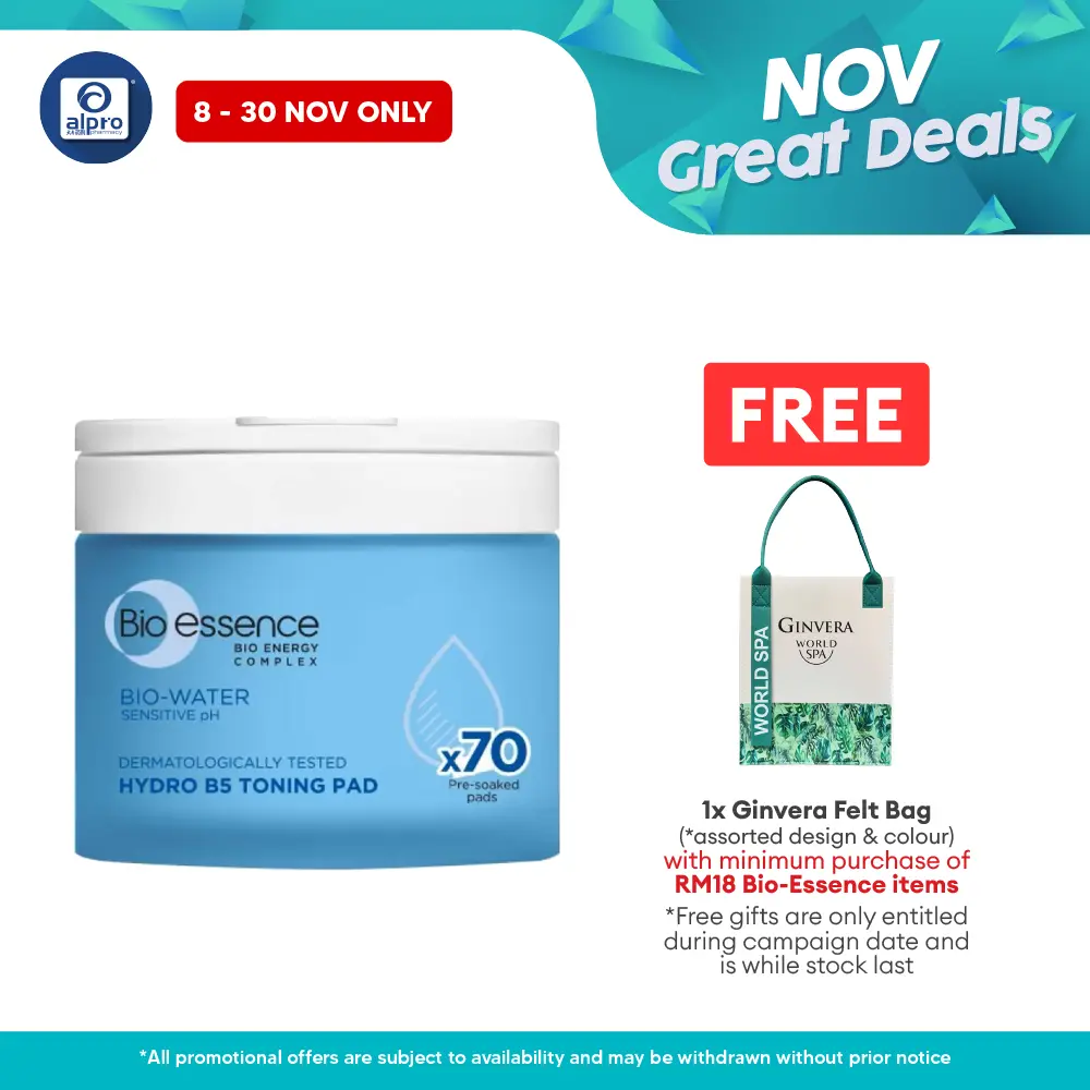 Bio-Essence Bio-Water B5 Toning Pad 70s | Hydro B5 for Sooth Skin Alpro Pharmacy