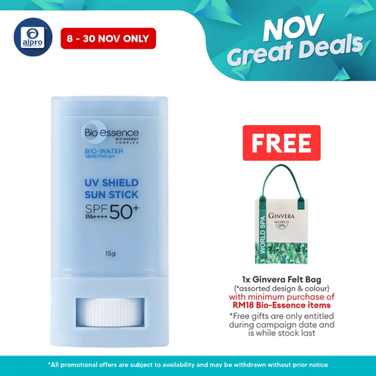 Bio-Essence Bio-Water UV Shield Sun Stick SPF50 15g | Enriched with Vitamin B5 and Niacinamide Bio essence
