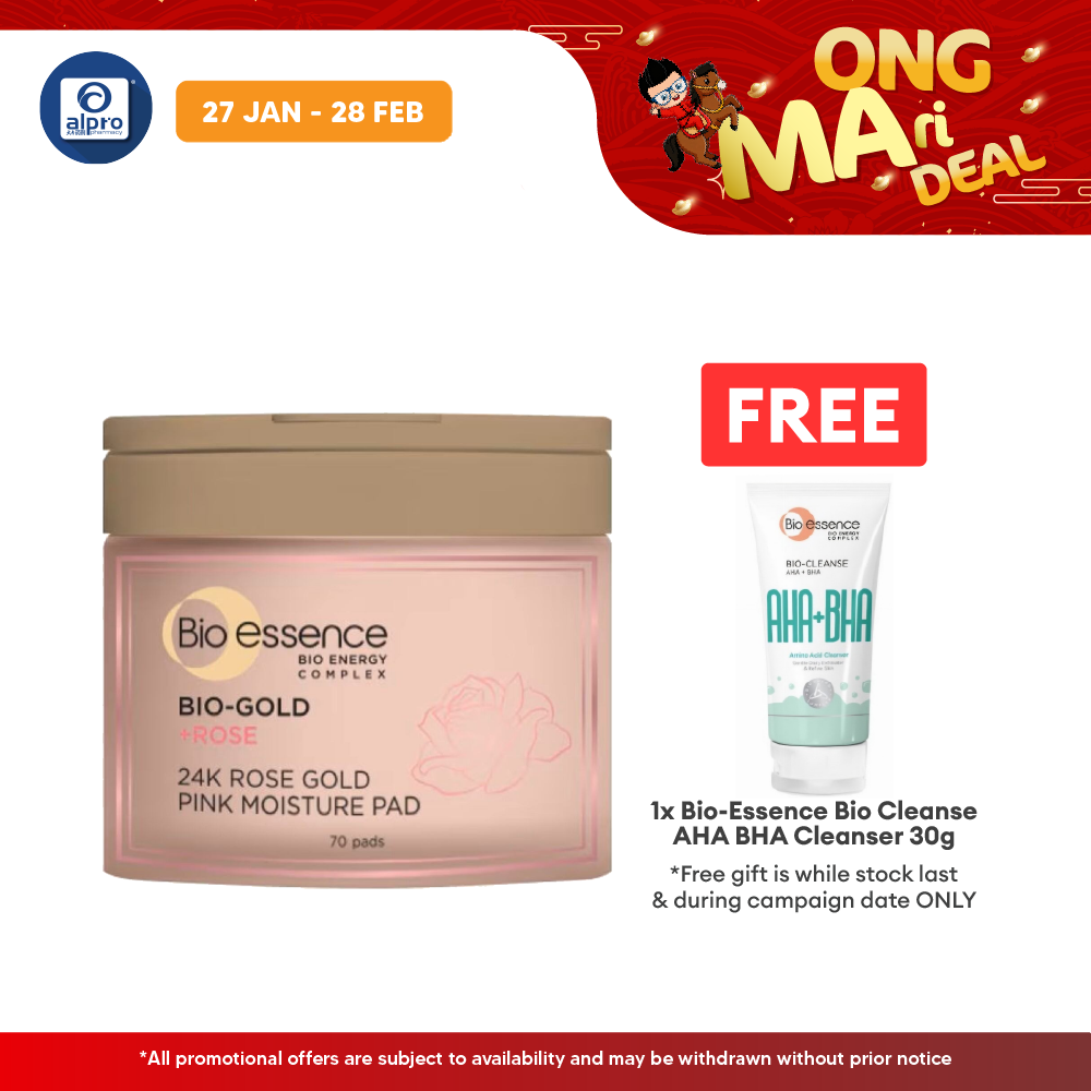 Bio-Essence Bio-Gold 24K Rose Gold Toning Pad 70s | with Ejitsu Rose Extract Alpro Pharmacy