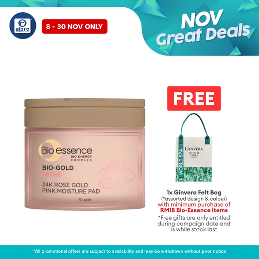 Bio-Essence Bio-Gold 24K Rose Gold Toning Pad 70s | with Ejitsu Rose Extract Alpro Pharmacy