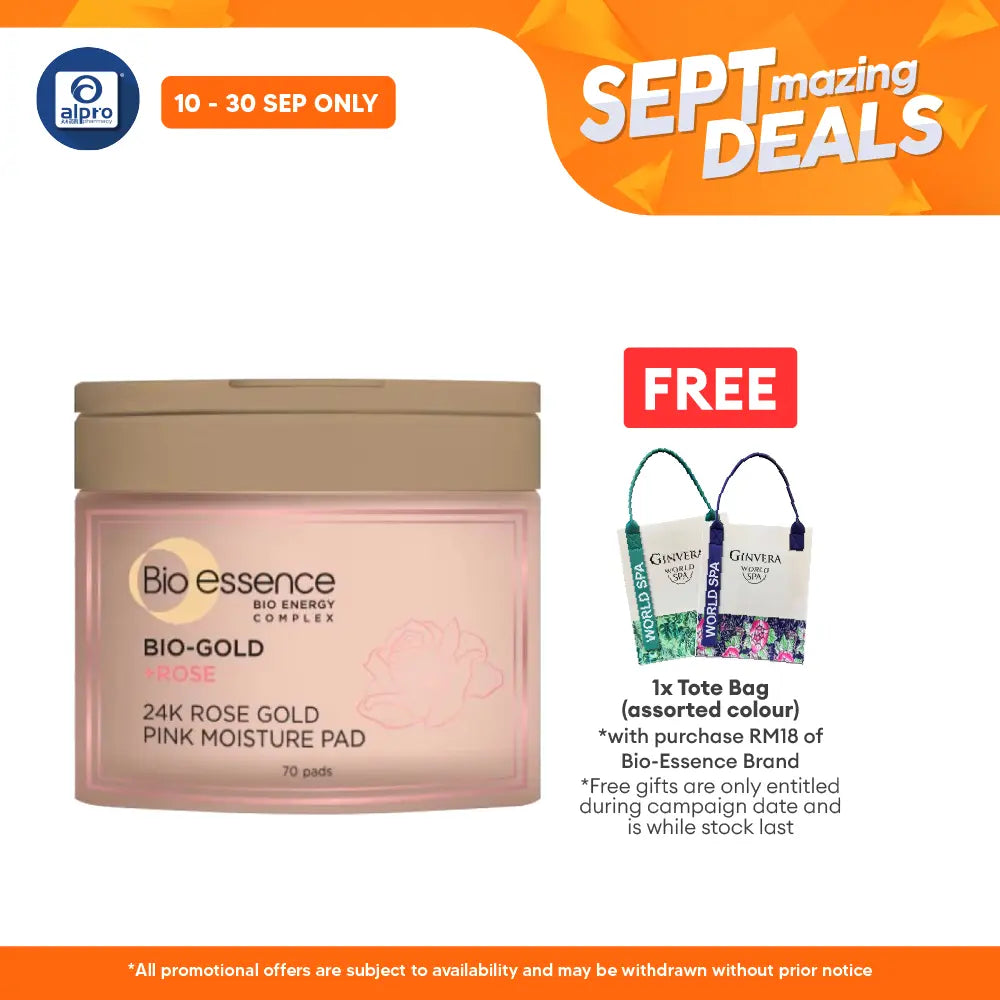 Bio-Essence Bio-Gold 24K Rose Gold Toning Pad 70s | with Ejitsu Rose Extract Alpro Pharmacy