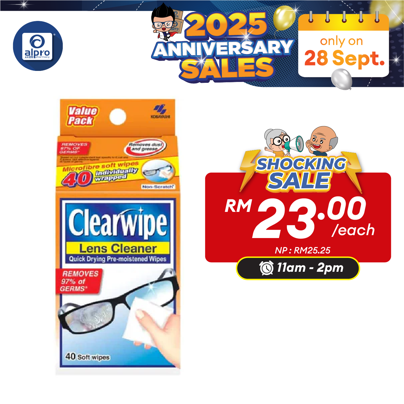 Clearwipe Lens Cleaner 40s | Convenient & Effective Alpro Pharmacy
