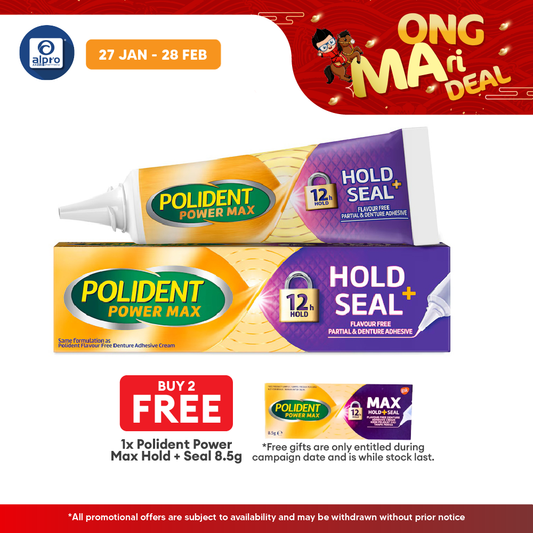 Polident Power Max +Seal Denture Adhesive Cream 40g (Flavour Free) Polident
