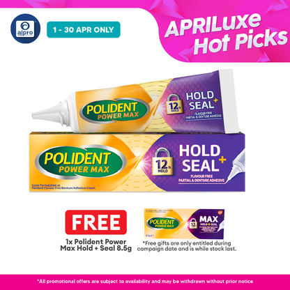 Polident Power Max +Seal Denture Adhesive Cream 40g (Flavour Free) Polident