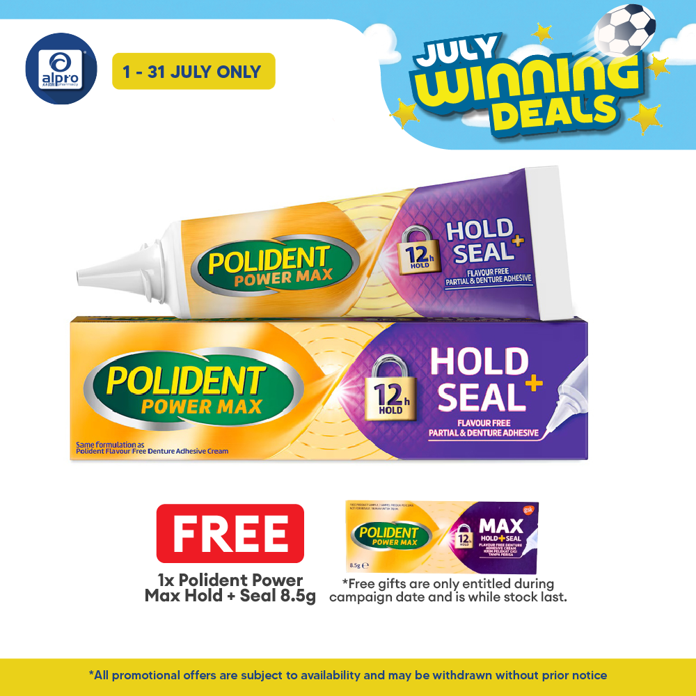 Polident Power Max +Seal Denture Adhesive Cream 40g (Flavour Free) Polident
