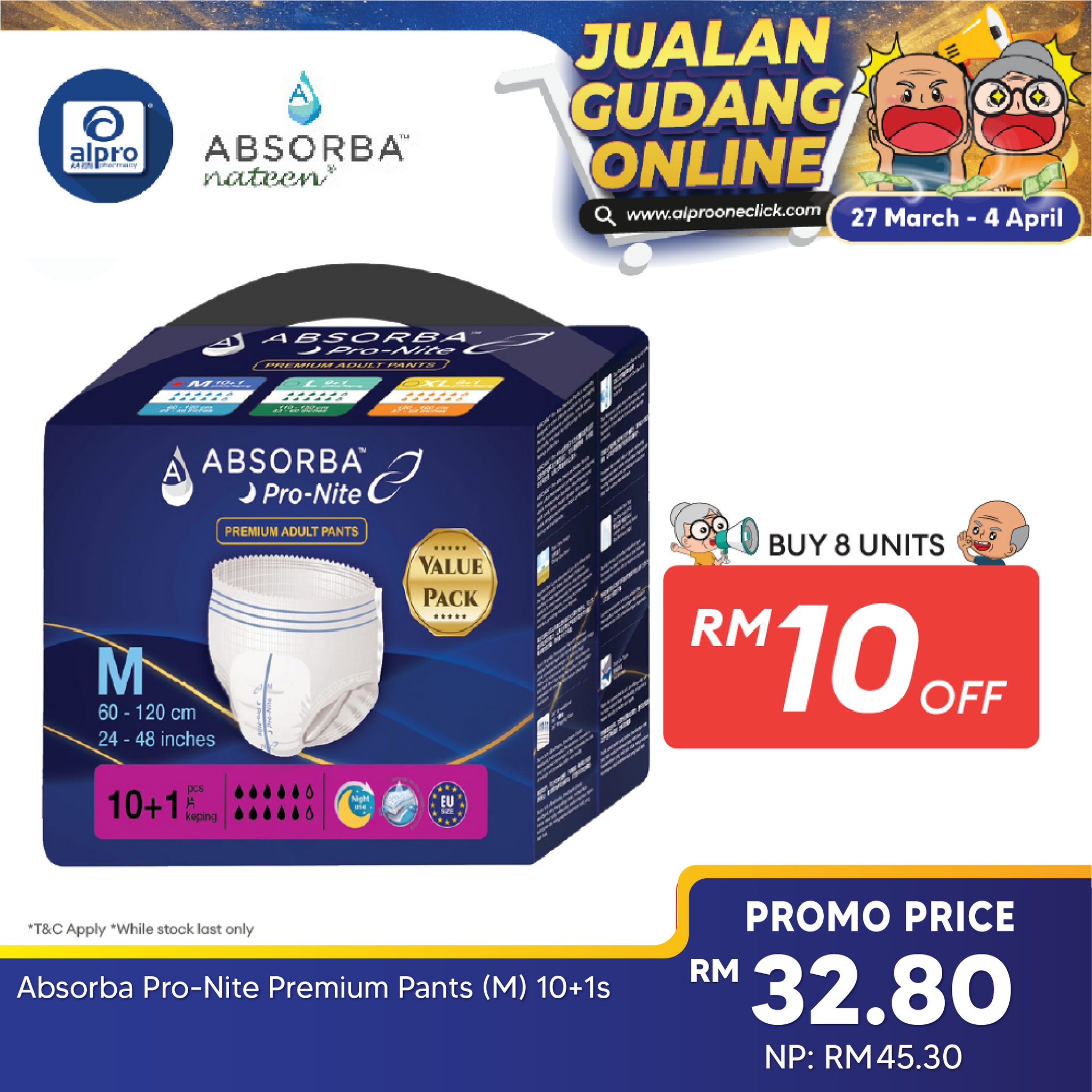 Absorba Pro-Nite Premium Pants (M) 10+1s Absorba